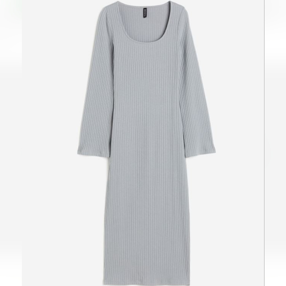 H&M Square Neck Bodycon Grey Dress